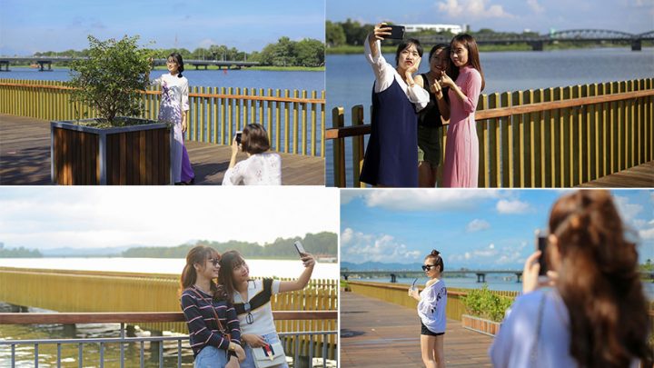 Cầu đi bộ lát gỗ lim trên sông Hương trở thành địa điểm “hot” nhất ở Huế dù chưa khánh thành